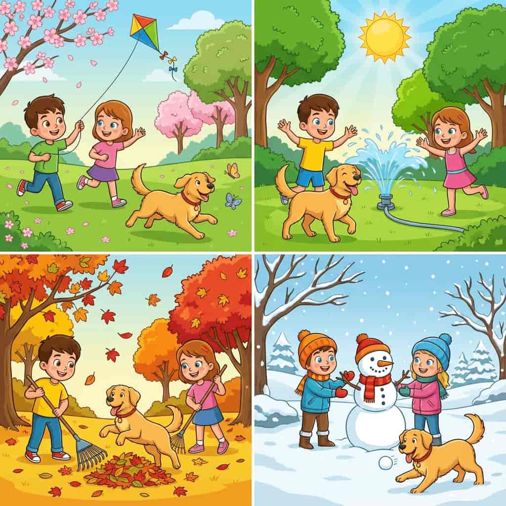 Four-panel seasonal image generated with Nano Banana Ultra AI text to image