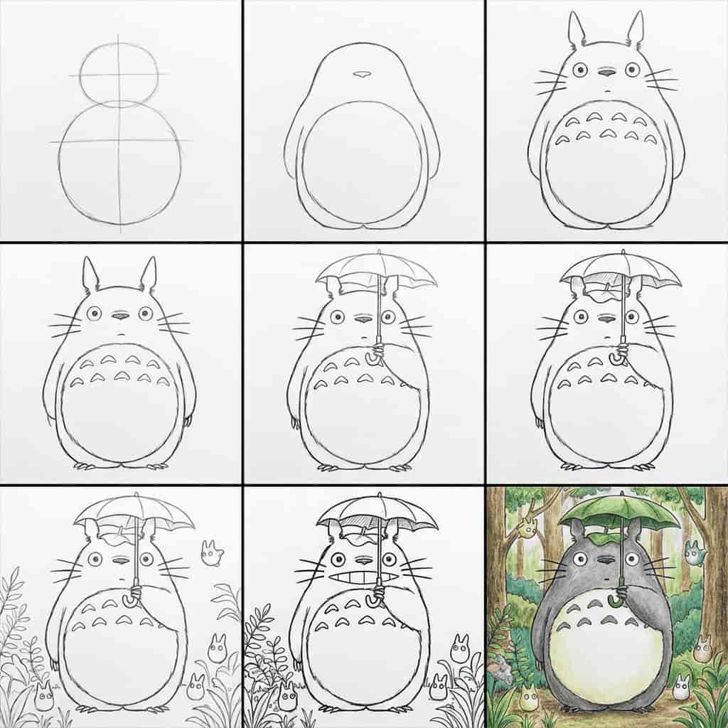 Totoro drawing and coloring tutorial generated with Nano Banana Ultra AI text to image