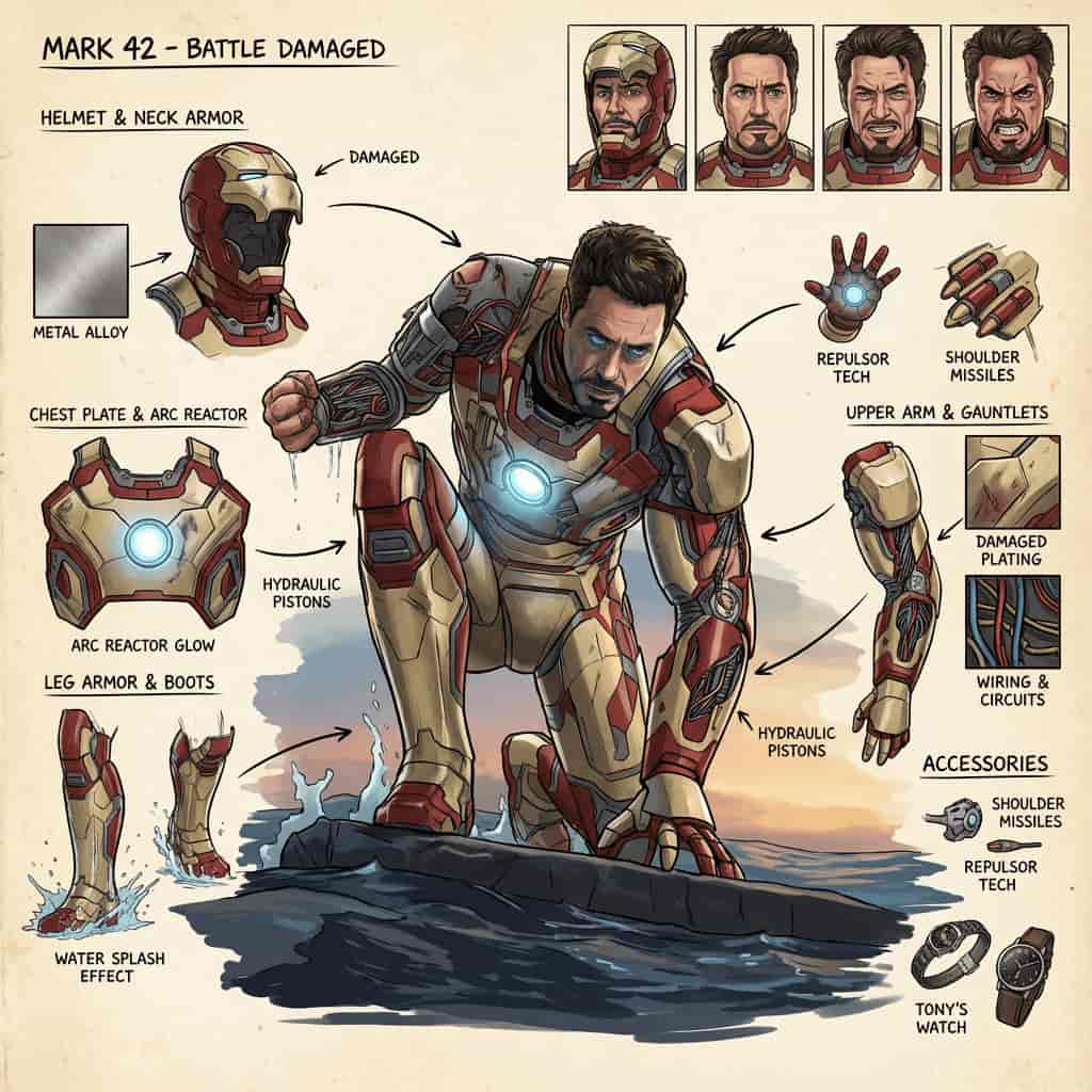 Character concept design sheet generated with Nano Banana Ultra AI image to image